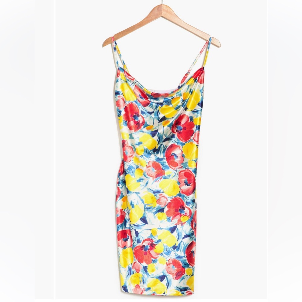 Nordstrom Love By Design Elaine Cowl Neck Dress - NWT! Floral and satin.